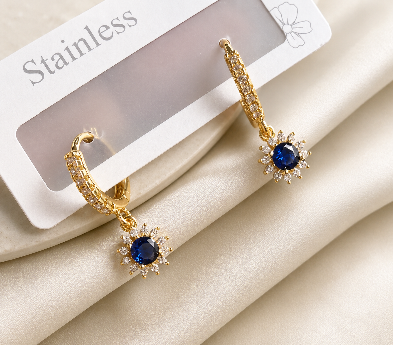 Blue aura charm earring