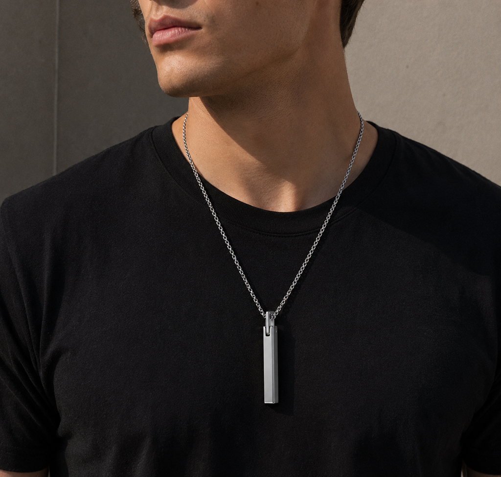Void line necklace for men