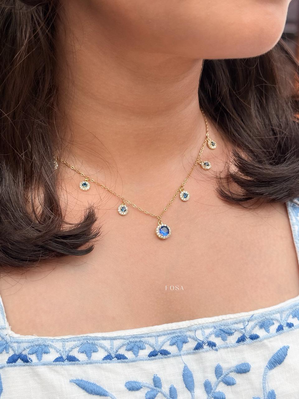 Sapphire Halo Necklace